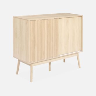 Sweeek Sweeek - Aparador De Efecto Madera, 115cm, Linear, Madera, 115x39.5x90 Cm
