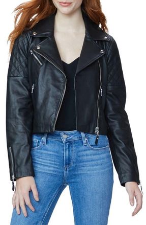 Paige Danisa Crop Leather Jacket in Black at Nordstrom, Size X-Small