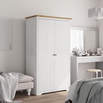 vidaXL Armario Bodo Madera Maciza De Pino Blanco Marr&oacute;n 99x53,5x173 Cm Vidaxl