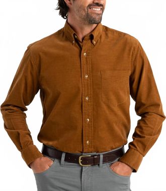 Duck Head Whitman Corduroy Sport Shirt In Dark Amber