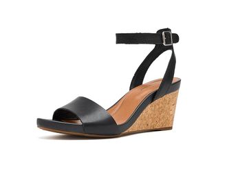 Lucky Brand Lynda Cork Wedge Sandals Womens Wedge Shoes Black : 8.5 M, Leather