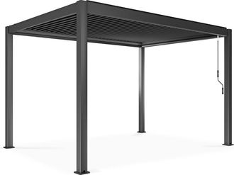 Oviala Toldo bioclimático autoportante gris de 3 x 4 x 25 m