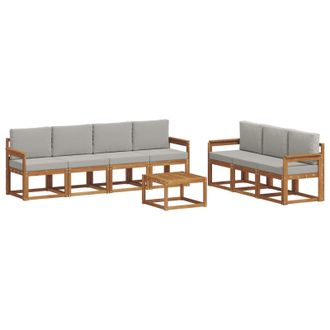 vidaXL Conjunto De Sof&aacute;s De Exterior 8 Pcs Gris Natural Y Claro Vidaxl