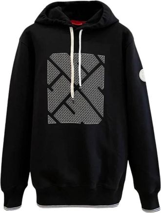 Carolina Herrera Monogram Hoodie Sweatshirt Initialen Contrast Streep - Heren - Hoodies - Zwart - S - Katoen - Hoodies & sweatvesten
