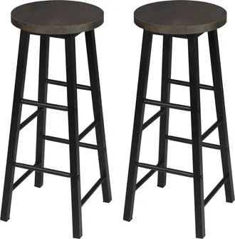 Woltu 2x Taburete De Bar Muebles Cocina Silla De Comedor Taburete Alto Para Salon Cocina Estructura De Metal Mdf Negro+hierro - Woltu