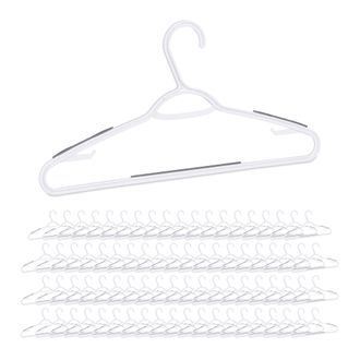 Relaxdays 80 Perchas Ropa Antideslizantes, Barra Pantalones O Faldas, Colgador Corbatas, Pl&aacute;stico-goma, Blanco