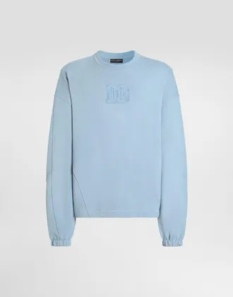 Dolce & Gabbana Treated Cotton Sweatshirt - Man Sweatshirts Light Blue Xs