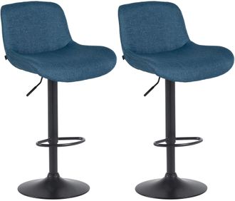 Clp Clp - Lote De 2 Taburetes De Bar Solon Negro Azul Tela
