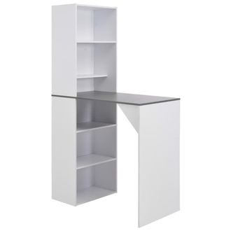 Berkfield Home Bar Table with Cabinet White 115x59x200 cm | Size: 115 x 59 x 200 cm
