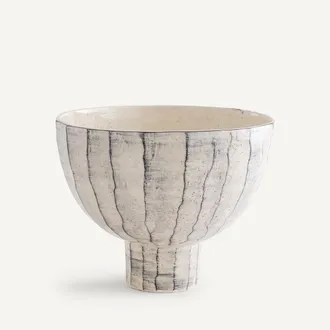 AM.PM Keramische schaal op voet, gestreept, Sorilis