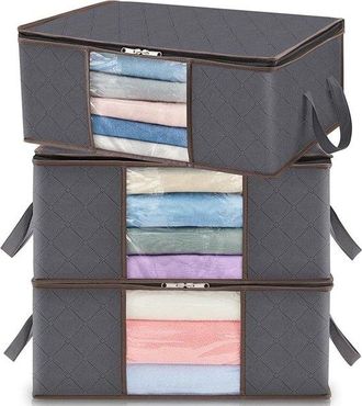 No Brand Cajas De Almacenamiento De Ropa (paquete De 6) - 35 L - 503520 Cm - Caja Plegable Para Mudanzas Con Ventana Transparente - Para Edredones, Ropa, Manta