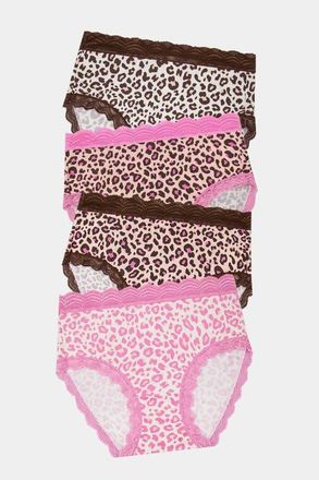 Stripe and Stare High Rise Knicker Four Pack in Liquorice Leopard at Nordstrom, Size X-Small Uk
