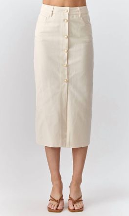 Greylin Celine Twill Midi Skirt In Natural