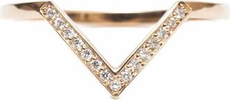 Anna Sheffield Womens Chevron Bea Band In White Diamond Gold