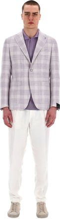 Tagliatore Montecarlo Line Linen-Wool Checked Jacket