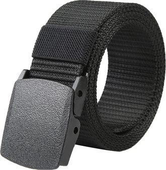 Generic Mens Adult Unisex Canvas Quick Release Buckle Outer Belt Mens Outdoor Training Belt Mens Belts Fabric (Black, One Size)