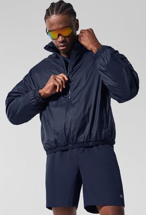 Alo | Latitude Light Weight 1/2 Zip Pullover Top in Navy Blue, Size: Medium