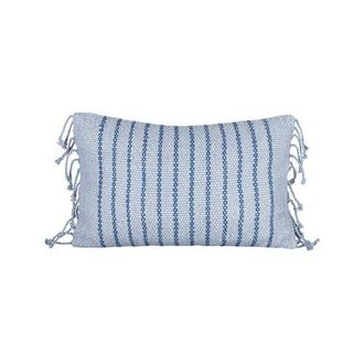 Foreside Home And Garden Handwoven Blue Striped Filled Lumbar Pillow, 14 x 22 at Nordstrom, Size Medium