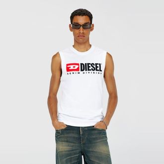 Diesel Tank top with chest logo print - T-Shirts - Man - White
