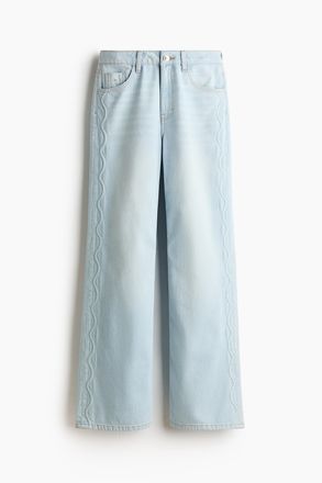 H&M Wide High Waist Jeans - Helles Denimblau
