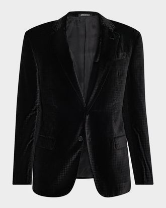 Emporio Armani Men & apos;s Houndstooth Velvet Dinner Jacket