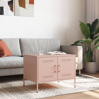 Berkfield Home Coffee Table Pink 68x50x50.5 cm Steel