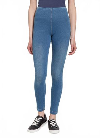 Lyss&eacute; Toothpick Denim Leggings In Mid Wash
