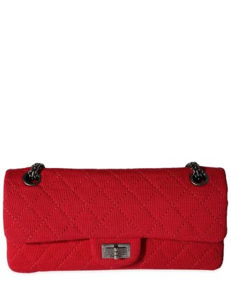 Chanel Red Cloth East West Reissue Double Flap Bag (Authentic Pre-Loved)