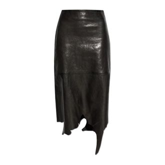Diesel Midi Skirts, female, Black, Size: 2XS Leather Skirt L-Torn