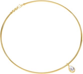 Diamond2Deal 18k Vermeil Plated Silver1 Ct Pear Cut Lab Grown Diamond Pendant Necklace 18 VVS-VS, E-F