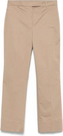 Max Mara Slim-fit cropped broek - Dames - Vrijetijds broeken - Bruin - S - Katoen - Broeken