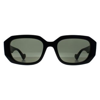Gucci Rectangle Womens Shiny Black Grey Light Mirror GG1535S - One Size