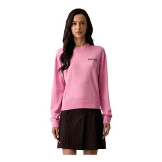 Pinko Pinko - Gebreide trui met ronde hals - Dames - Truien - Roze - Maat: M Wol