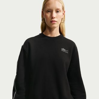 Nike Womens Studio Fleece Medium Weight Graphic Pack Nike Womens Athletic Department Crew in Black | IQ3875-001