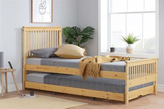 Birlea Buxton High End Single Guest Bed Pine Bundle with 2 Nimbus Mattresses in Brown