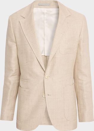 Brunello Cucinelli Mens Silk, Linen and Wool Twill Suit Jacket