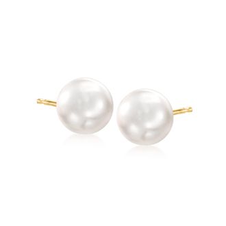 Ross-Simons 9-10mm Cultured Pearl Stud Earrings in 14kt Yellow Gold