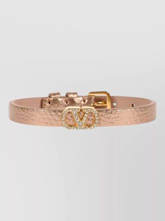 Valentino Garavani leather crystal-embellished double-wrap bracelet