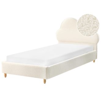 Beliani Beliani - Cama Con Somier Moderna Tapizado De Boucl&eacute; Infantil Somier De L&aacute;minas Blanco Crema 90 X 200 Cm Bellevue