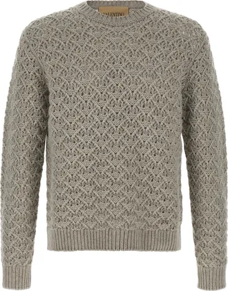 Valentino Garavani Gray Virgin Wool Mens Cardigan