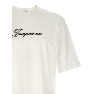 Jacquemus Logo-Embroidered Cotton-Hemp T-Shirt - White