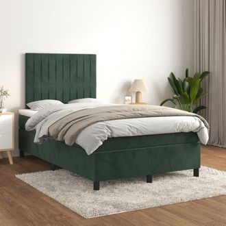 vidaXL Cama Box Spring Con Colch&oacute;n Terciopelo Verde Oscuro 120x200 Cm Vidaxl