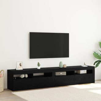 Berkfield Home TV Cabinets 2 pcs with LED Lights Black Oak Engineered Wood