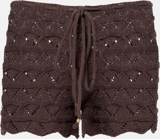 Bananhot Mina open-knit cotton-blend shorts