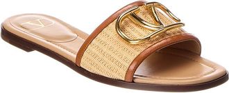 Valentino Vlogo Signature Raffia & Leather Sandal