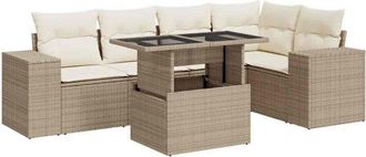 vidaXL Juego De Sof&aacute;s Jard&iacute;n Con Cojines 6 Pzas Rat&aacute;n Sint&eacute;tico Beige Vidaxl