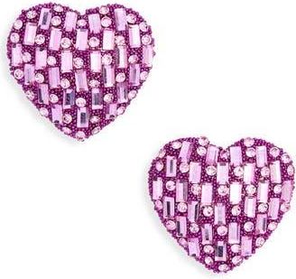 Leith Valentines Day Heart Stud Earrings in Pink- Gold at Nordstrom Rack