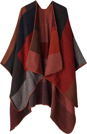 Generic Jacket with And Womens Plaid Shawl Open Front Poncho Cape Oversized Sweaters Casual Cardigan Shawls For Fall Winter plus Size Formal Jackets for Women