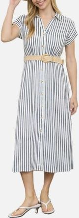 ZOE AND CLAIRE Stripe Belted Shirtdress in Navy at Nordstrom Rack, Size Medium