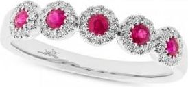 Allurez 0.16ct Diamond & 0.31ct Ruby 14k White Gold Ladys Ring